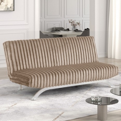 Furniture Of America Villeneuve Contemporary Engineered Wood, Fabric, Metal Taupe Futon Sofa Bed | FM2906TP
