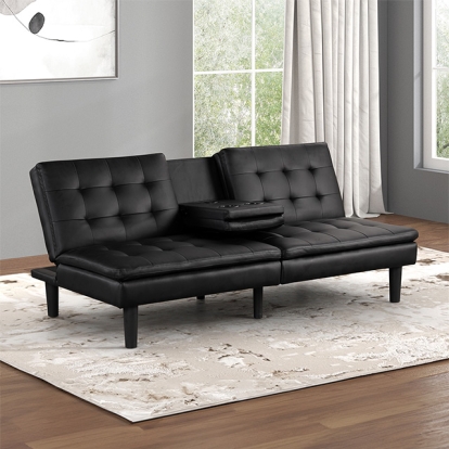 Furniture Of America Eidsberg Contemporary Black Futon Sofa Bed Model FM2908BK