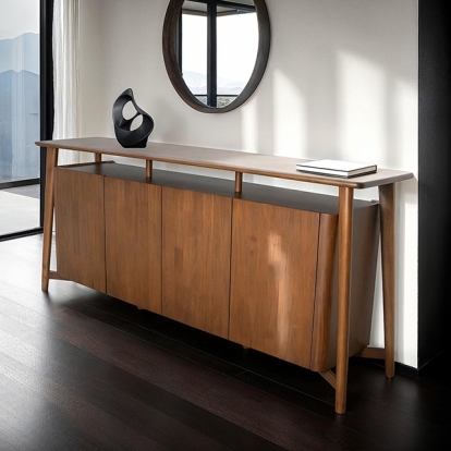 Furniture Of America Hadsten Mid-Century Modern Rich Walnut 4-Door Sideboard Model FM30004WN-SV-PK