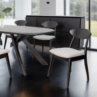 Furniture Of America Sargans Mid-Century Modern Full Solid Rubberwood Black Wenge Dining Table | FM30006BK-OT