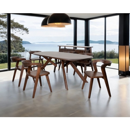 Furniture Of America Sargans Mid-Century Modern Rich Walnut Dining Table Model FM30006WN-OT