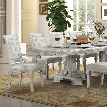 Furniture Of America Stella Mia Traditional Ivory Dining Table Model FM31000WH-T-TABLE
