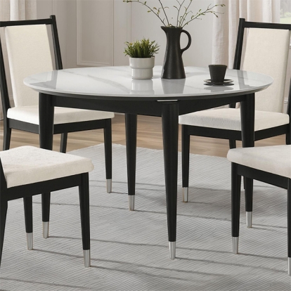 Furniture Of America Maidstone Contemporary Black-White Round Dining Table Model FM32001BK-RT