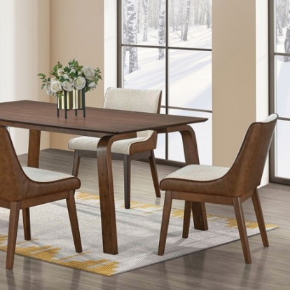 Furniture Of America Viken Mid-Century Modern Engineered Wood, Fabric, Solid Wood, Wood Veneer, Others Walnut Dining Table | FM3213WN-T-TABLE