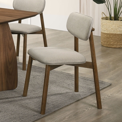 Furniture Of America Alnwick Mid-Century Modern Walnut/Beige Side Chair (2/Ctn) Model FM3217WN-SC-2PK