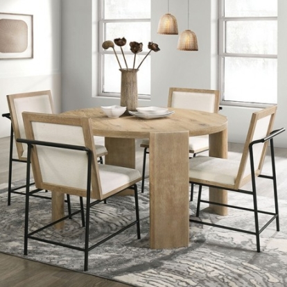 Furniture Of America Edenbridge Contemporary Engineered Wood, Fabric, Metal, Oak Veneer, Solid Rubberwood Oak Dining Table | FM3220AK-RT-TABLE