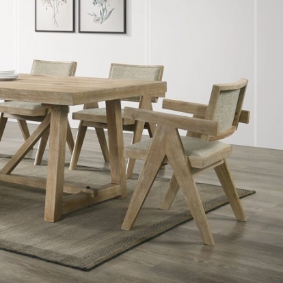 Furniture Of America Guisborough Contemporary Engineered Wood, Fabric, Foam, Oak Veneer, Rubberwood Oak Dining Table | FM3221AK-T