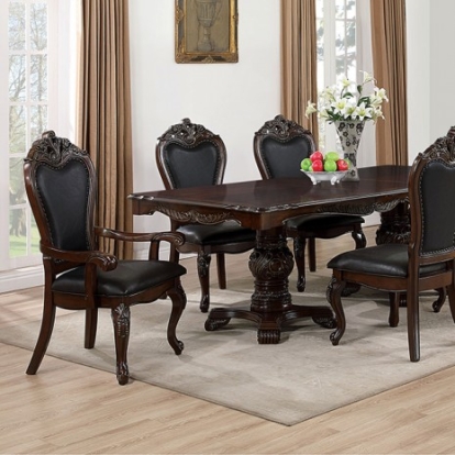 Furniture Of America Manzanita Traditional Leatherette, Polyresin, Solid Wood, Wood Veneer, Others Dark Cherry Dining Table | FM3261CH-T-TABLE