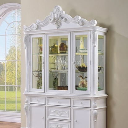 Furniture Of America Manzanita Traditional Solid Wood, Wood Veneer, Others White Hutch & Buffet | FM3261WH-HB-SET