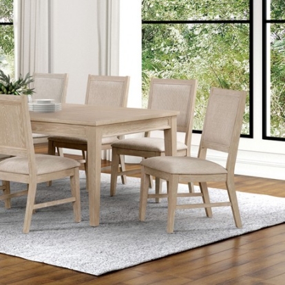 Furniture Of America Sandnes Transitional Engineered Wood, Fabric, Foam, Oak Veneer, Poplar, Rubberwood Light Oak Dining Table | FM3369AK-T