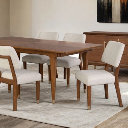 Furniture Of America Hepburne Mid-Century Modern Acacia Wood, Rubberwood, Solid Poplar, Walnut Veneer Walnut Dining Table | FM34000WN-T