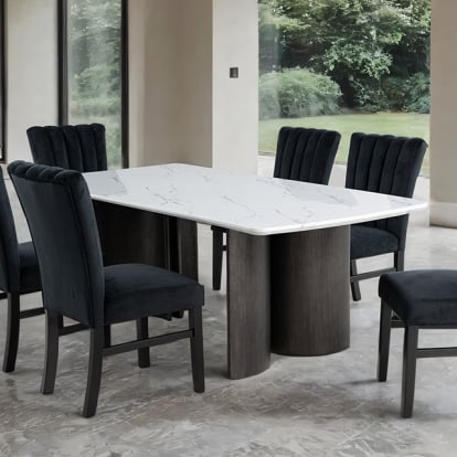 Furniture Of America Selsey Contemporary White Dining Table, White Stone Top Model FM34007WH-T
