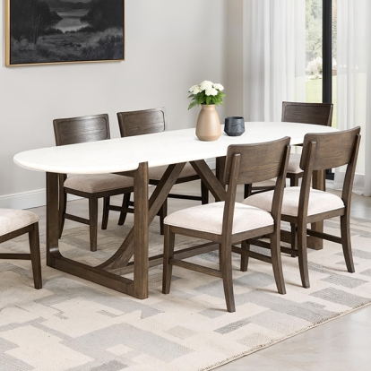 Furniture Of America Vellara Transitional Dark Walnut Dining Table, Stone Top Model FM34021DW-OTST-TABLE