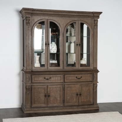 Furniture Of America Seven Oaks Traditional Solid Wood, Wood Veneer, Others Weathered Oak Hutch & Buffet | FM3418AK-HB-SET