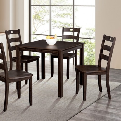 Furniture Of America Lubbock Transitional Wood Veneer, Others Expresso 5 Pc. Dining Table Set | FM3419EX-T-5PK