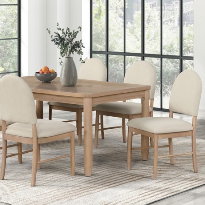 Furniture Of America Rheinfall Transitional Acacia Veneer, Engineered Wood, Fabric, Foam, Solid Rubberwood Natural/Beige Dining Table | FM3426NT-T