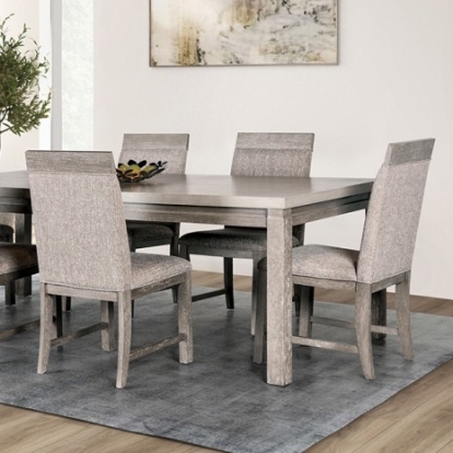 Furniture Of America Gristalt Transitional Fabric, Oak Veneer, Solid Rubberwood, Others Gray/Stone Gray Dining Table | FM3597GY-T