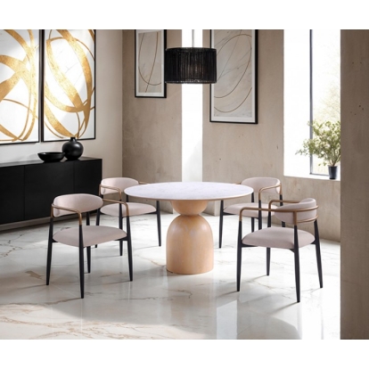 Furniture Of America Neasden Contemporary Natural-Black-White Dining Table Model FM37003NT-T-TABLE