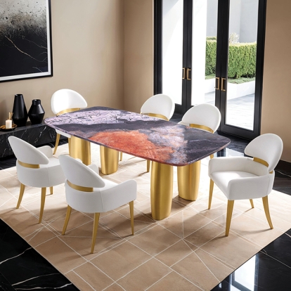 Furniture Of America Northolt Contemporary Black-Gray-Matte Gold Dining Table Model FM37004GY-T-TABLE