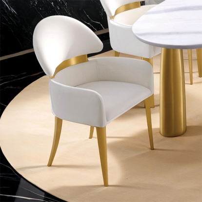 Furniture Of America Northam Contemporary White/Matte Gold Arm Chair (2/Ctn) Model FM37005WH-AC-2PK