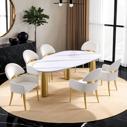 Furniture Of America Northam Contemporary White-Matte Gold Dining Table Model FM37005WH-T-TABLE
