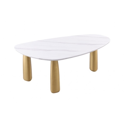 Furniture Of America Northam Contemporary White-Matte Gold Dining Table Model FM37005WH-T-TABLE