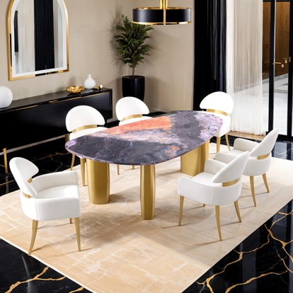 Furniture Of America Northwich Contemporary Black-Gray-Matte Gold Dining Table Model FM37006GY-T-TABLE