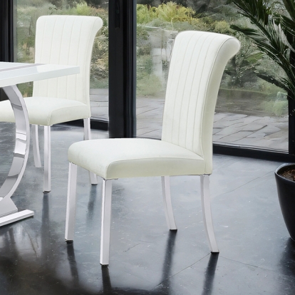 Furniture Of America Holstebro Contemporary Silver/White Side Chair (2/Ctn) Model FM37007SW-SC-2PK