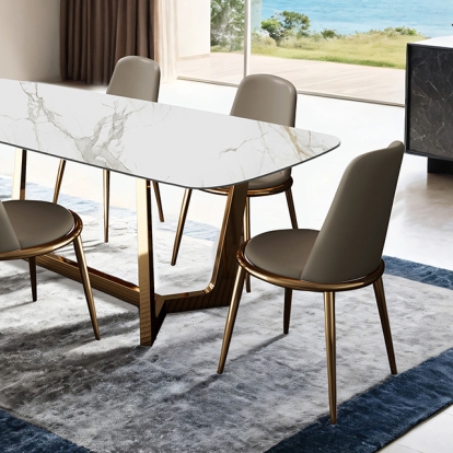 Furniture Of America Norelli Contemporary Gold-White Dining Table Model FM3701GD-T-TABLE
