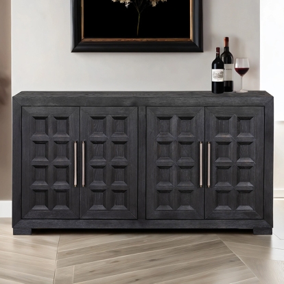 Furniture Of America Hatton Cross Modern Contemporary Weathered Black 4 Door Cabinet Model FM39011BK-SV