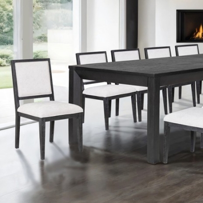 Furniture Of America Hatton Cross Modern Contemporary Engineered Wood, Rubberwood, White Oak Veneer Weathered Black Rect. Dining Table | FM39011BK-T