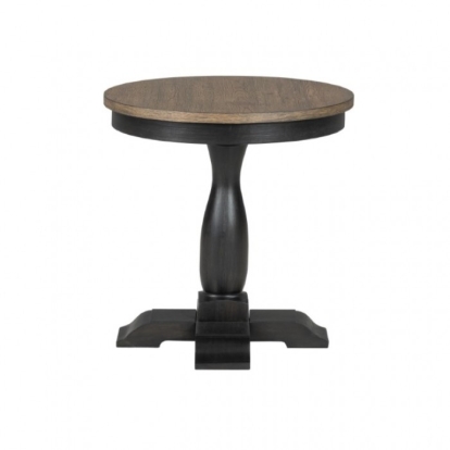 Furniture Of America Neue Mills Modern Farmhouse Weathered Black-Brown Round End Table Model FM40009BK-ER