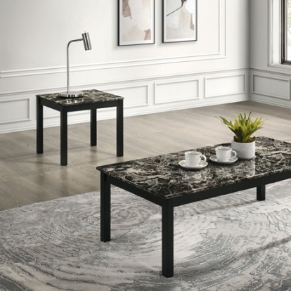 Furniture Of America Findlay Contemporary Engineered Wood, Paper, Rubberwood Black/White 3 Pc. Table Set | FM42900BW-3PK-END TABLE
