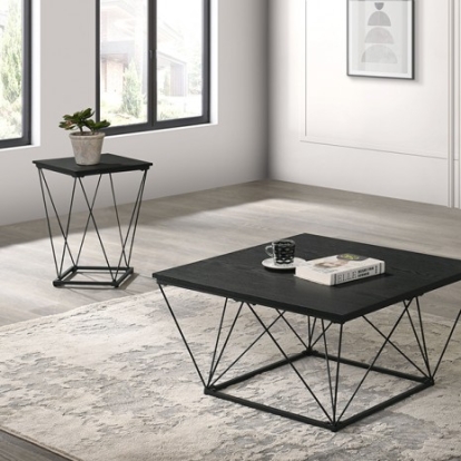 Furniture Of America Whetstone Contemporary Engineered Wood, Metal, Paper Black 3 Pc. Table Set | FM42901BK-3PK-END TABLE