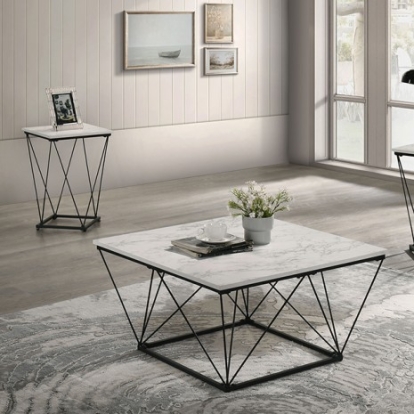 Furniture Of America Whetstone Contemporary Engineered Wood, Metal, Paper White 3 Pc. Table Set | FM42901WH-3PK-END TABLE