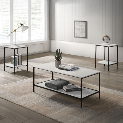 Furniture Of America Pallas Rustic White 3 Pc. Table Set Model FM42903WH-3PK-END TABLE
