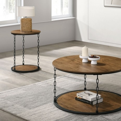 Furniture Of America Ophira Rustic Engineered Wood, Metal, Paper Natural 3 Pc. Table Set | FM42904NT-3PK-END TABLE