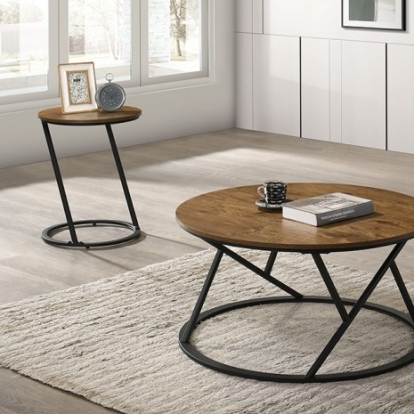 Furniture Of America Ronde Contemporary Engineered Wood, Metal, Paper Natural 3 Pc. Table Set | FM42905NT-3PK-END TABLE