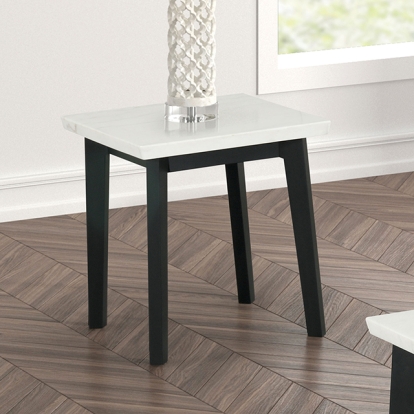 Furniture Of America Thisted Contemporary White-Black Square Marble End Table Model FM44002WH-SE