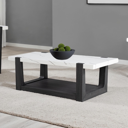 Furniture Of America Sundbry Modern Contemporary White-Black Coffee Table Model FM44010BK-C