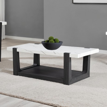 Furniture Of America Sundbry Modern Contemporary Mdf, Rubberwood, Paper Veneer White/Black Coffee Table | FM44010BK-C