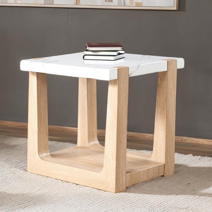 Furniture Of America Sundbry Modern Contemporary White-Natural End Table Model FM44010NT-E
