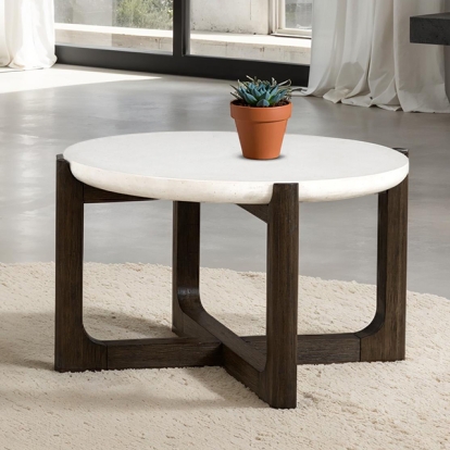 Furniture Of America Vellara Transitional Dark Walnut 25" Cocktail Table W- Stone Top Model FM44020DW-CR-ST