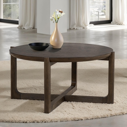 Furniture Of America Vellara Transitional Dark Walnut 42" Cocktail Table W- Wood Top Model FM44020DW-CR-WT-42