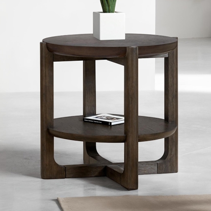 Furniture Of America Vellara Transitional Dark Walnut End Table W- Wood Top Model FM44020DW-ER-WT