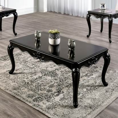 Furniture Of America Rochester Traditional Solid Wood, Wood Veneer, Others Black Coffee Table | FM45001ES-C