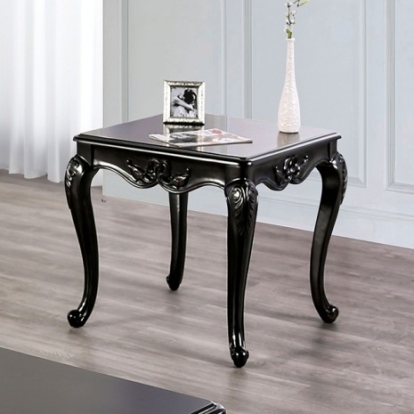 Furniture Of America Rochester Traditional Solid Wood, Wood Veneer, Others Black End Table | FM45001ES-E