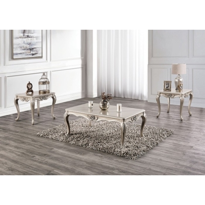 Furniture Of America Rochester Traditional Champagne End Table Model FM45001WH-E