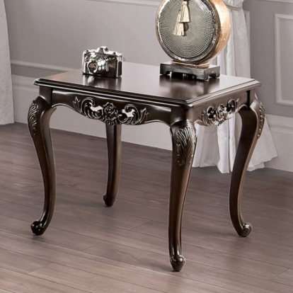 Furniture Of America Halcaster Traditional Solid Wood, Wood Veneer, Others Java End Table | FM45003E