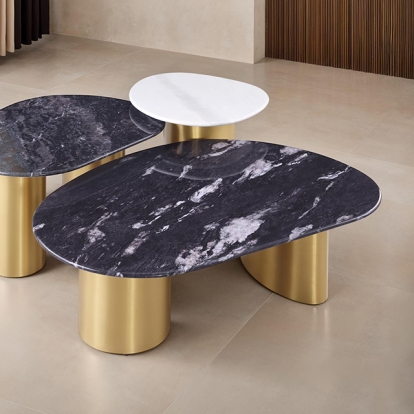 Furniture Of America Northwich Contemporary Black-Gray-Matte Gold Oval Coffee Table Model FM47006GY-CO-TABLE